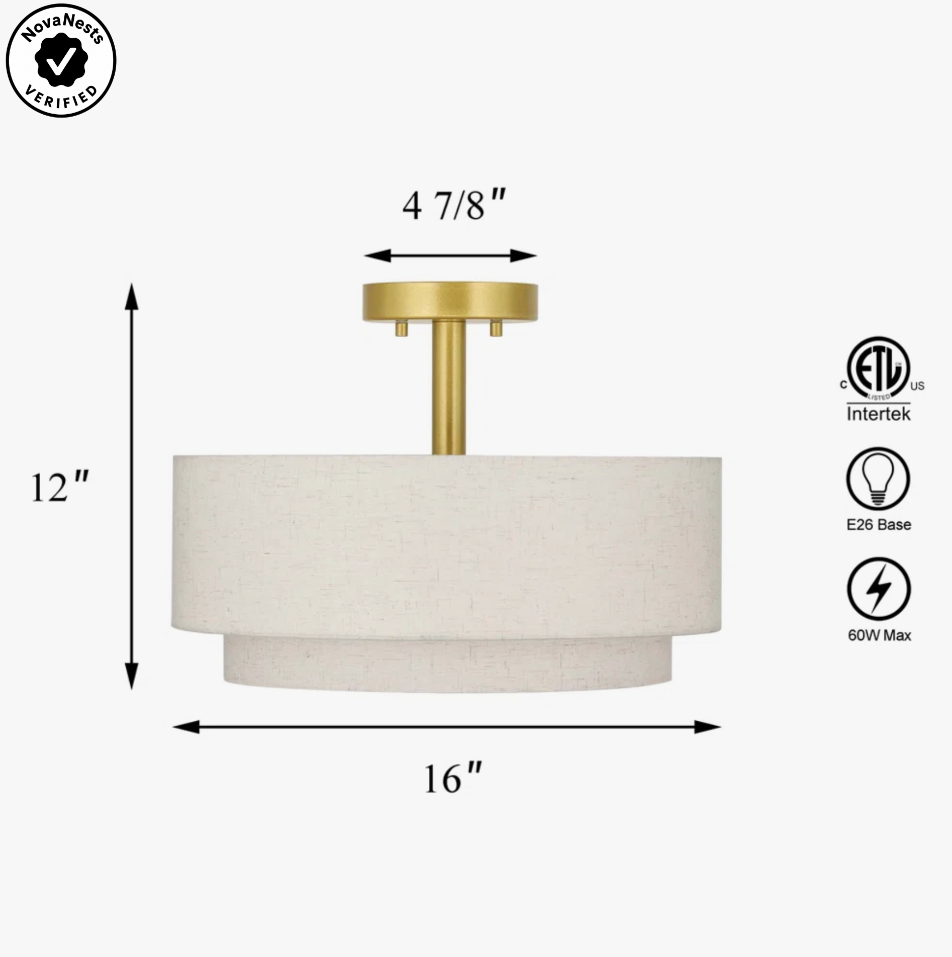 Fabric Semi-Flush Mount Ceiling Light