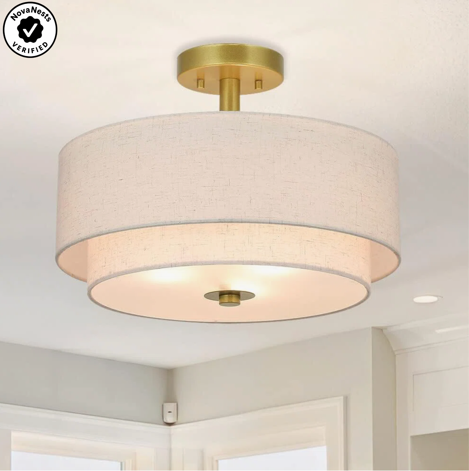 Fabric Semi-Flush Mount Ceiling Light