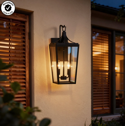 2-Light Matte Black Outdoor Wall Lantern