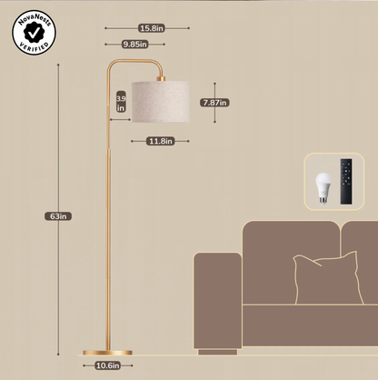 63 in Arched Floor Lamp with Dimmable Bulb and Remote